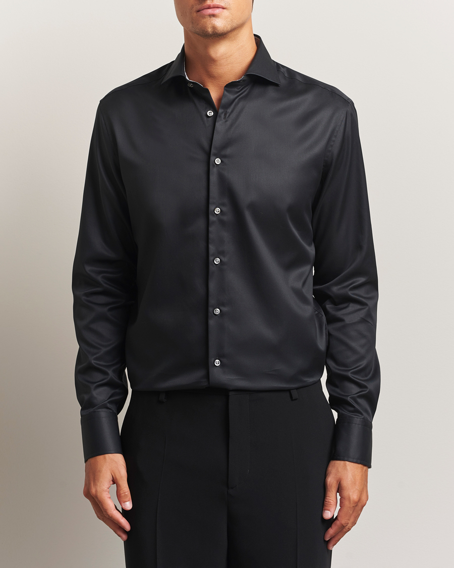 Uomini | Camicie | Stenströms | Regular Fit Contrast Shirt Black