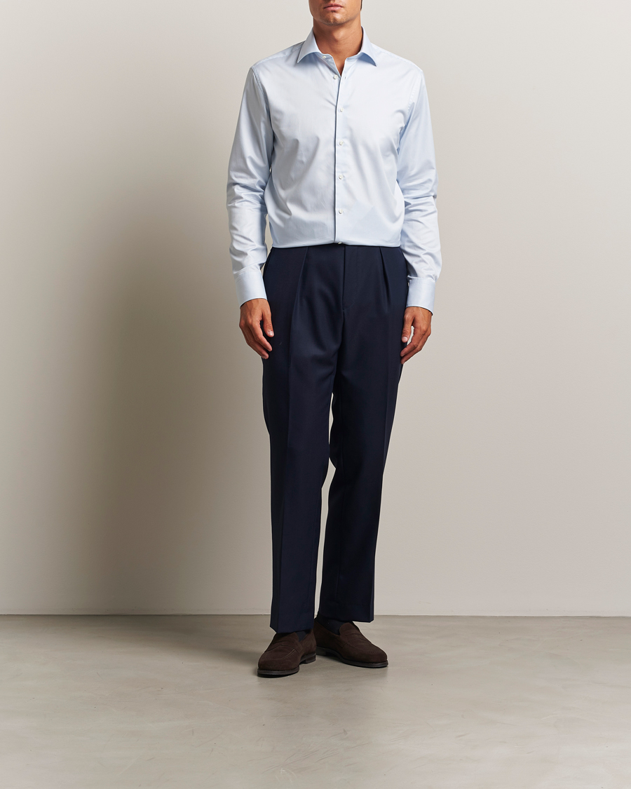 Uomini | Camicie | Stenströms | Regular Fit Thin Stripe Shirt White/Blue