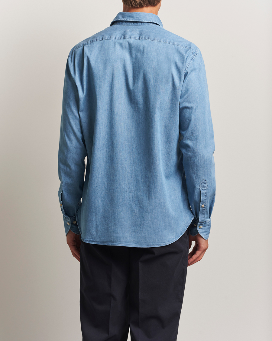 Uomini | Camicie | Stenströms | Regular Fit Garment Washed Shirt Light Denim