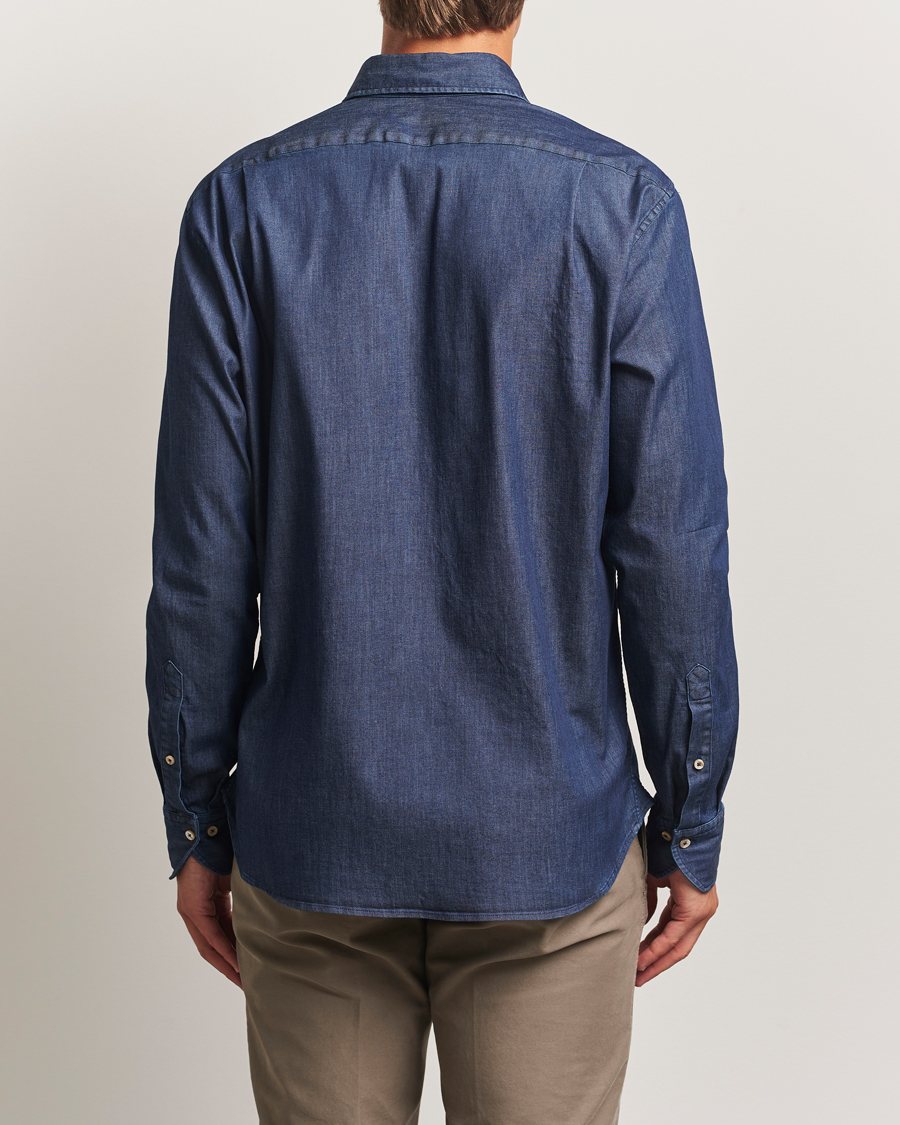 Uomini | Camicie | Stenströms | Regular Fit Garment Washed Shirt Dark Denim