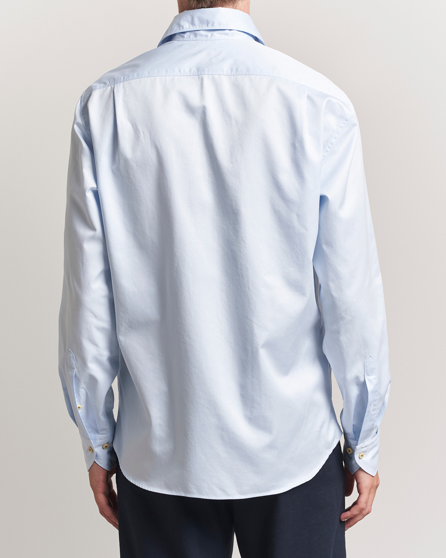 Uomini | Camicie | Stenströms | Regular Fit Washed Cotton Plain Shirt Light Blue