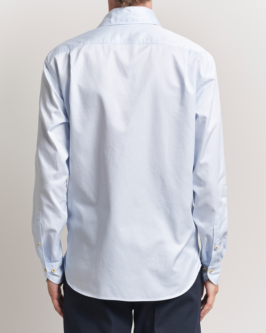 Uomini | Camicie | Stenströms | Regular Fit Pinstriped Casual Shirt Light Blue
