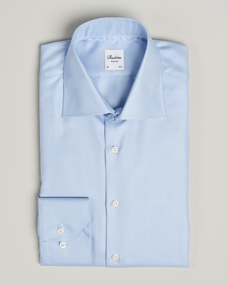 Uomini | Camicie | Stenströms | Regular Fit Houndstooth Shirt Blue
