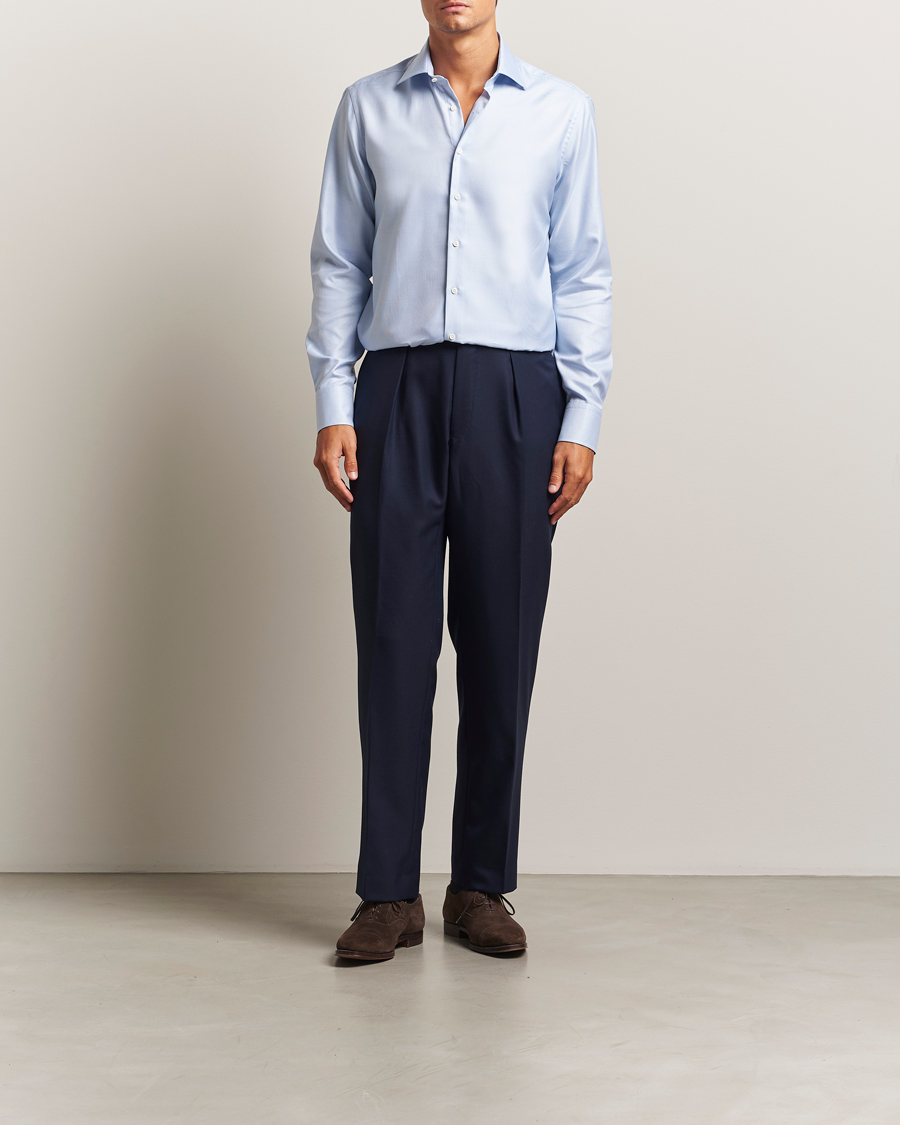 Uomini | Camicie | Stenströms | Regular Fit Houndstooth Shirt Blue