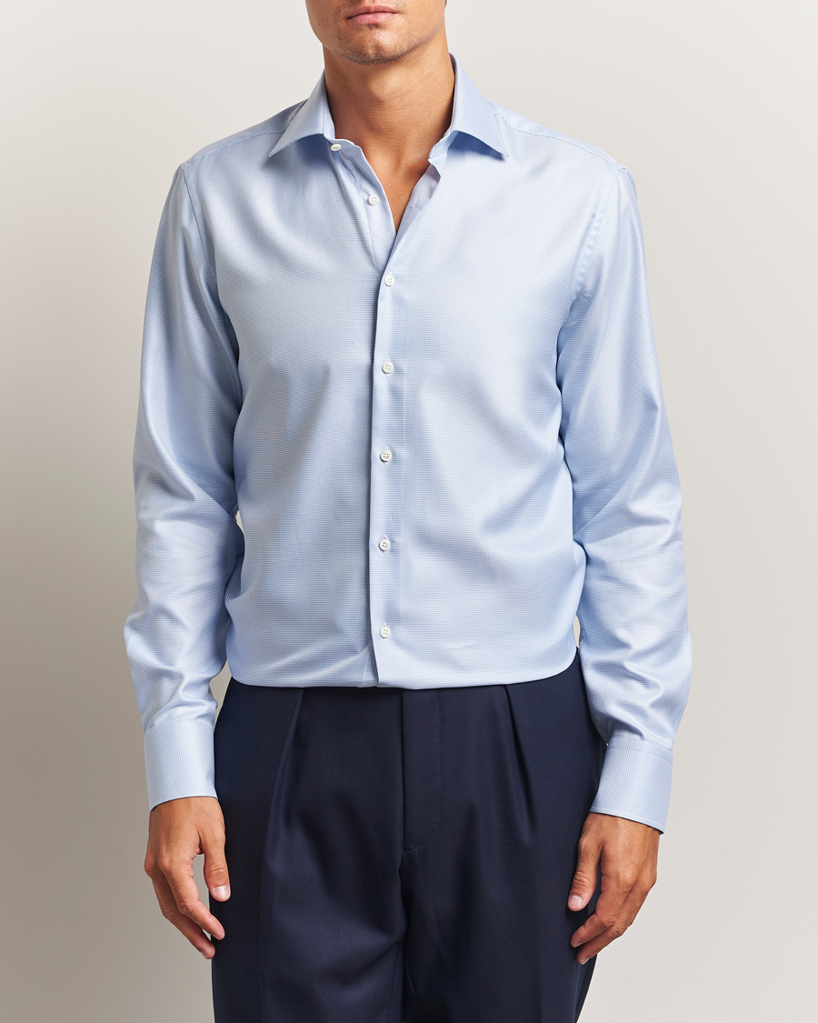 Uomini | Camicie | Stenströms | Regular Fit Houndstooth Shirt Blue