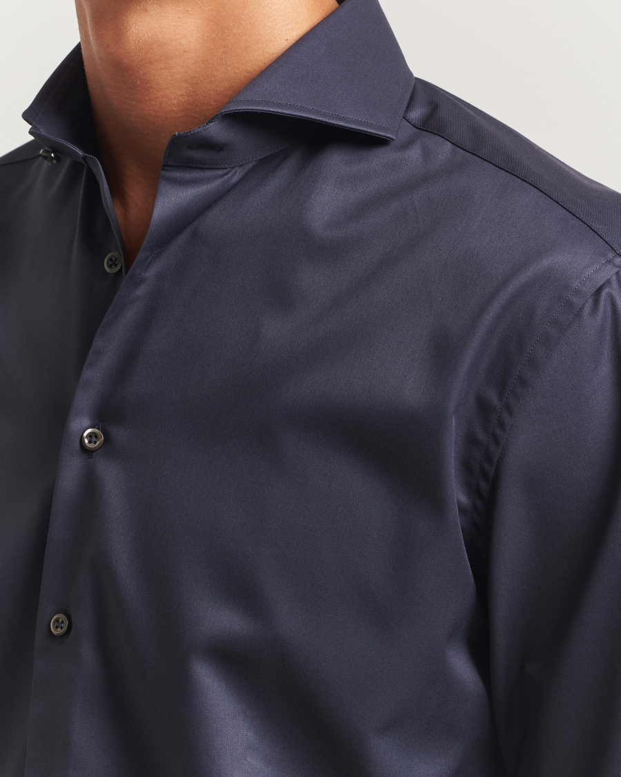 Uomini | Camicie | Stenströms | Regular Fit Extreme Cut Away Shirt Navy