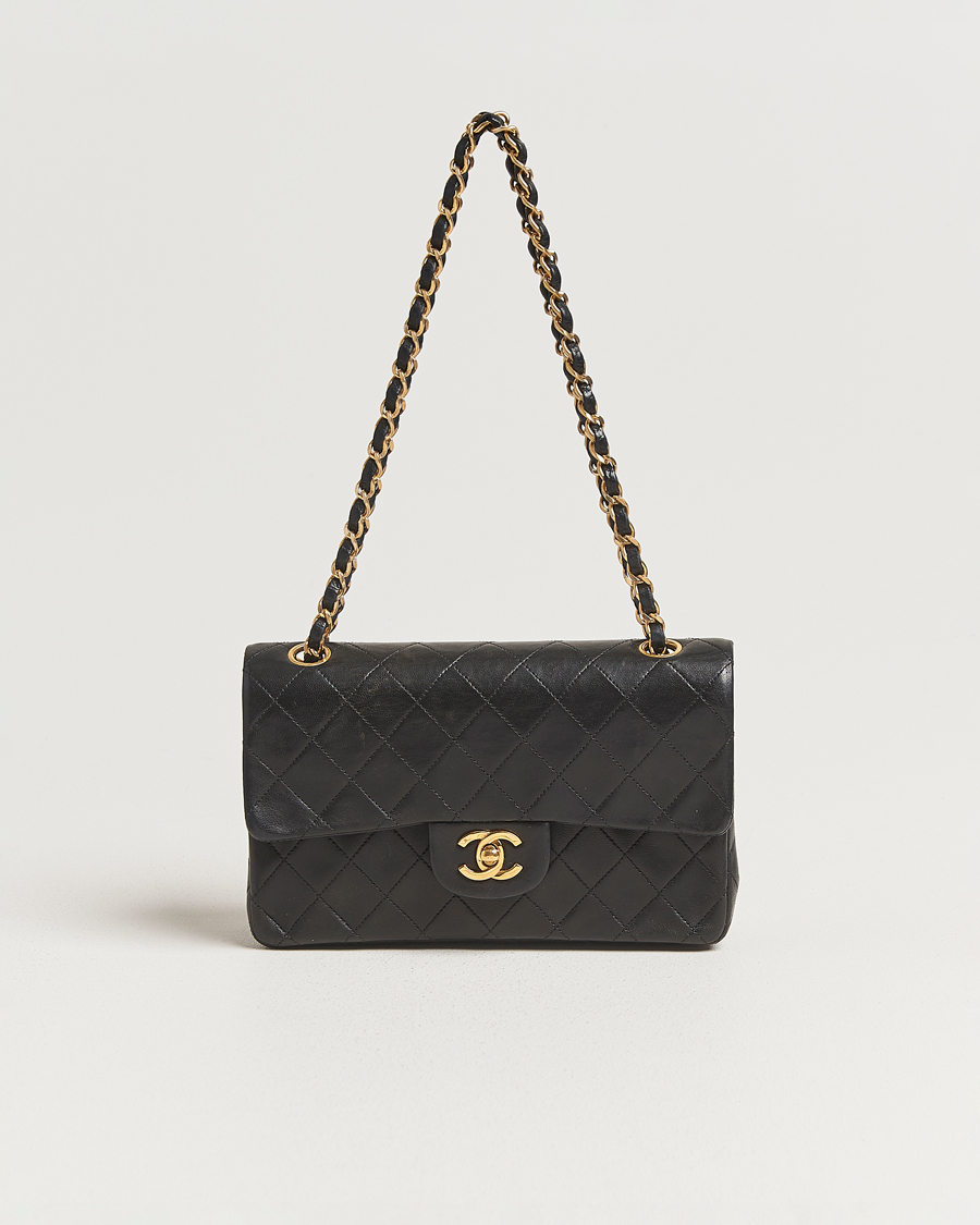 Uomini | Chanel Pre-Owned Classic Double Flap Small Lambskin  Black | Chanel Pre-Owned | Classic Double Flap Small Lambskin  Black