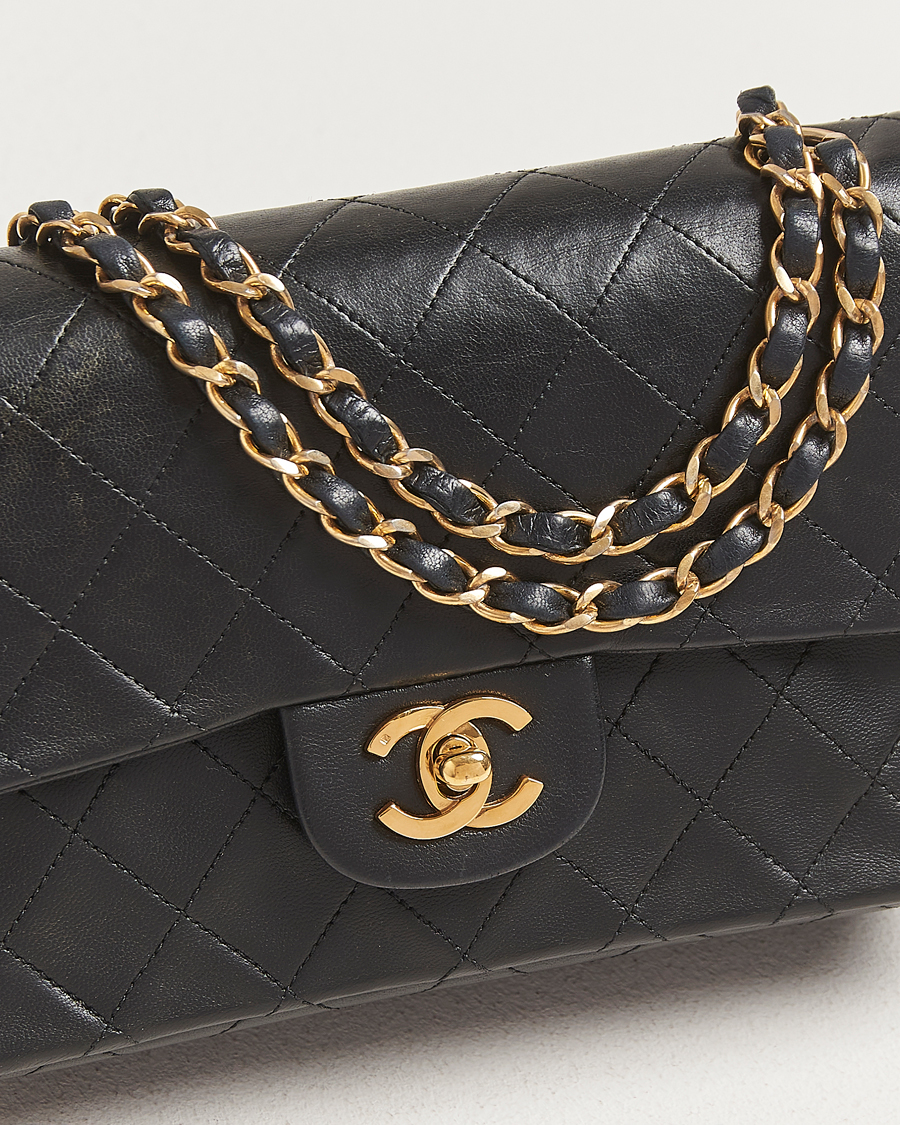 Uomini | Chanel Pre-Owned Classic Double Flap Small Lambskin  Black | Chanel Pre-Owned | Classic Double Flap Small Lambskin  Black