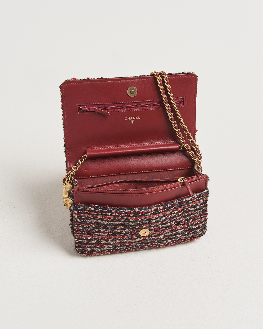 Uomini | Pre-Owned & Vintage Bags | Chanel Pre-Owned | Tweed Wallet On Chain Red