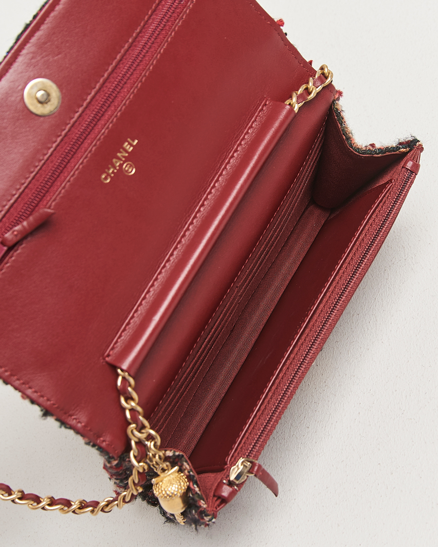 Uomini | Pre-Owned & Vintage Bags | Chanel Pre-Owned | Tweed Wallet On Chain Red
