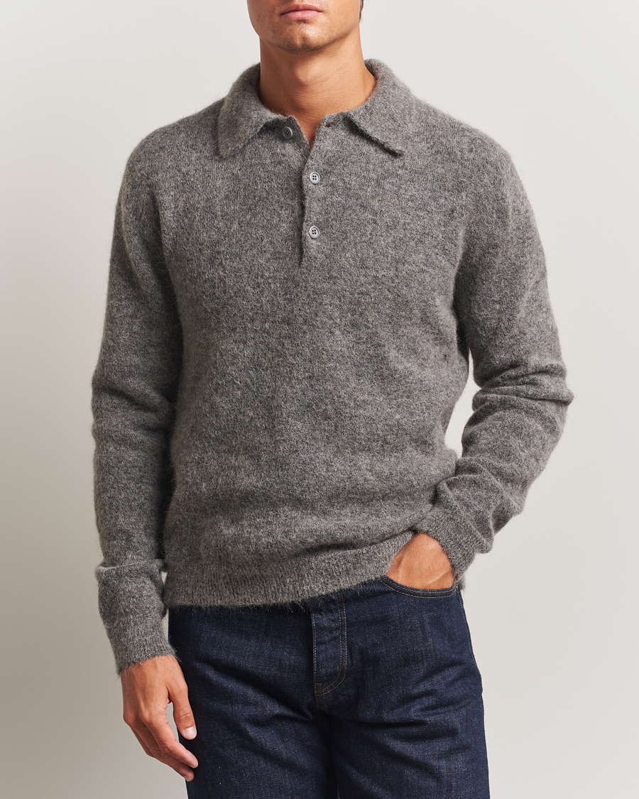 Uomini | Maglieria | Sunflower | Mohair Knitted Polo Grey Melange