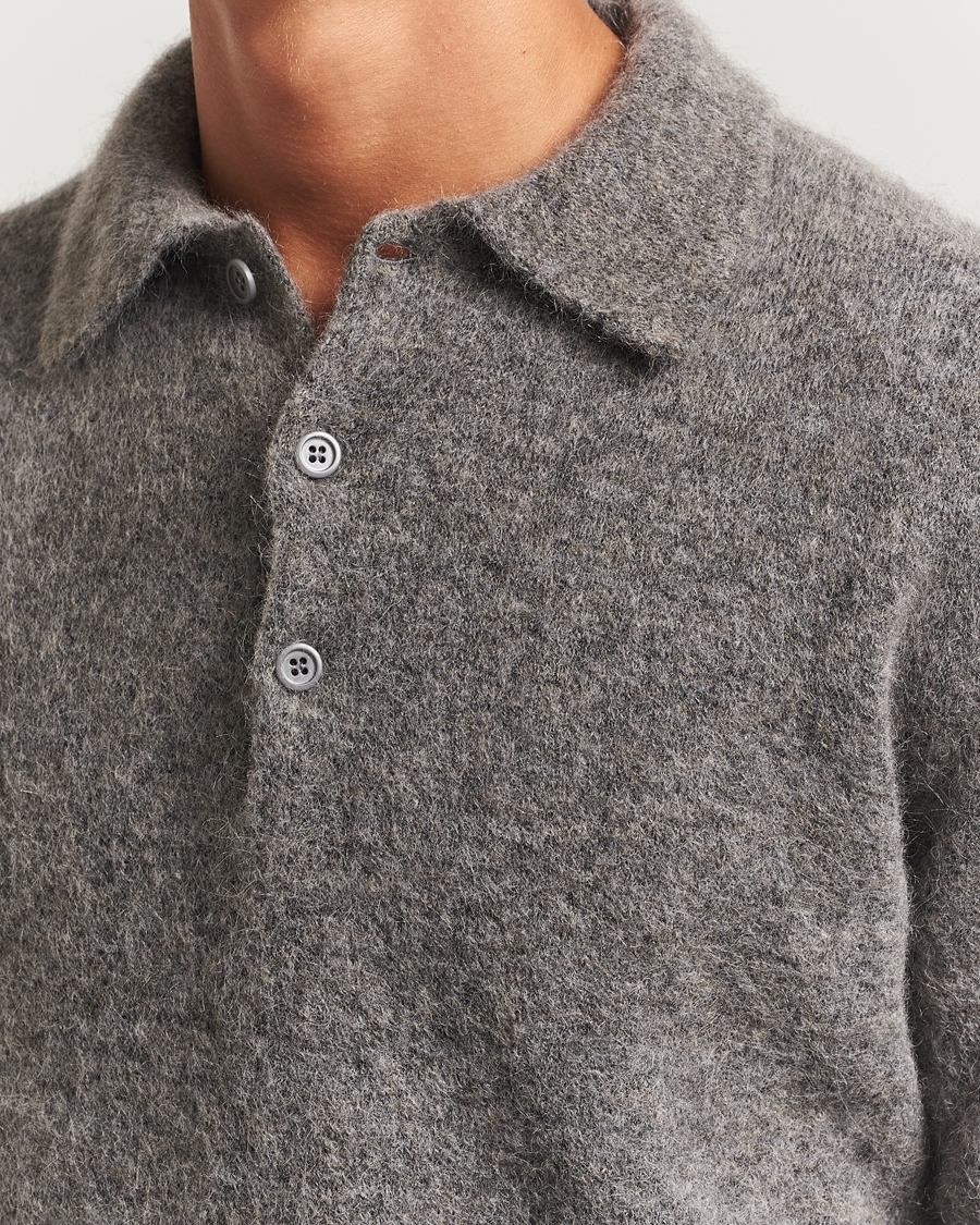 Uomini | Maglieria | Sunflower | Mohair Knitted Polo Grey Melange