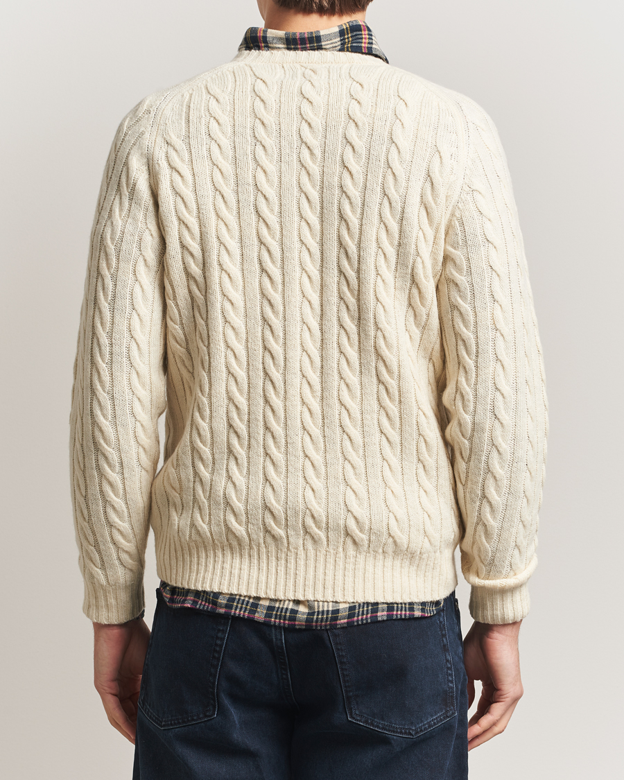 Uomini | Maglieria | BEAMS PLUS | Cable Crew Neck Sweater Off White