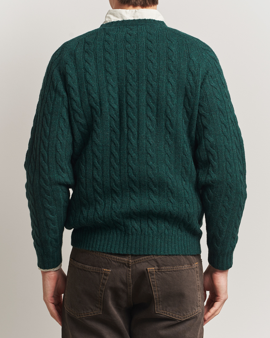 Uomini | Maglieria | BEAMS PLUS | Cable Crew Neck Sweater Bottle Green