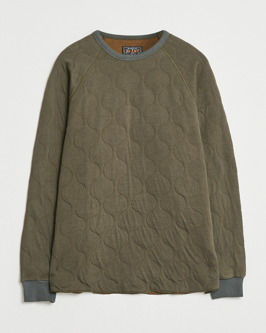 Uomini | Maglieria | BEAMS PLUS | MIL Quilt Crew Neck Olive