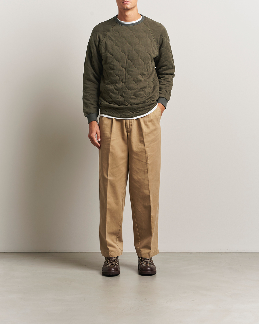 Uomini | Maglieria | BEAMS PLUS | MIL Quilt Crew Neck Olive