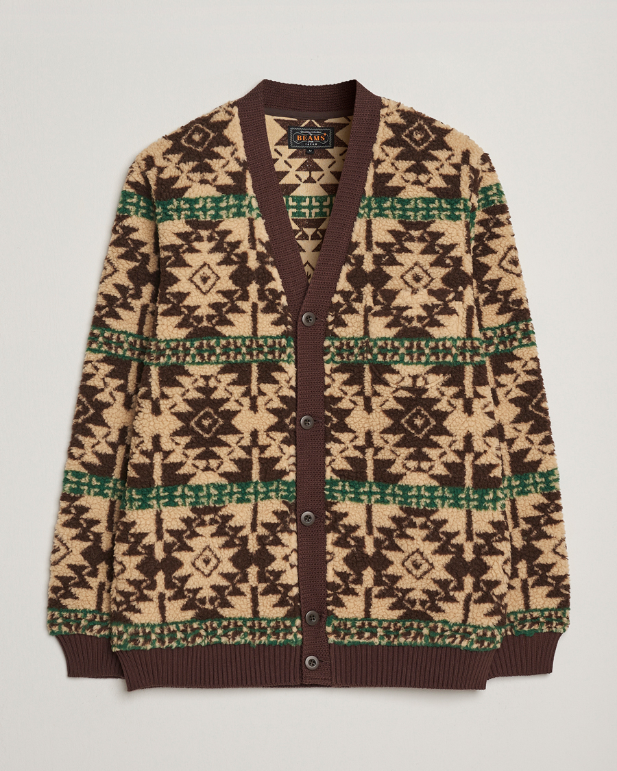 Uomini | Maglieria | BEAMS PLUS | Boa Fleece Cardigan Brown