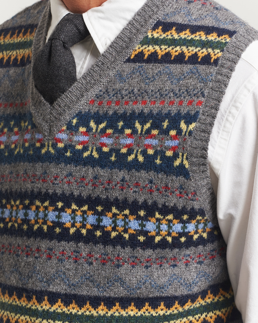 Uomini | Maglieria | BEAMS PLUS | Fairisle Knit Vest Grey