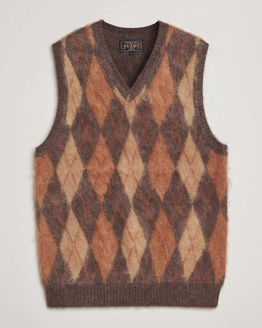 Uomini | Maglieria | BEAMS PLUS | Mohair Knit Vest Brown