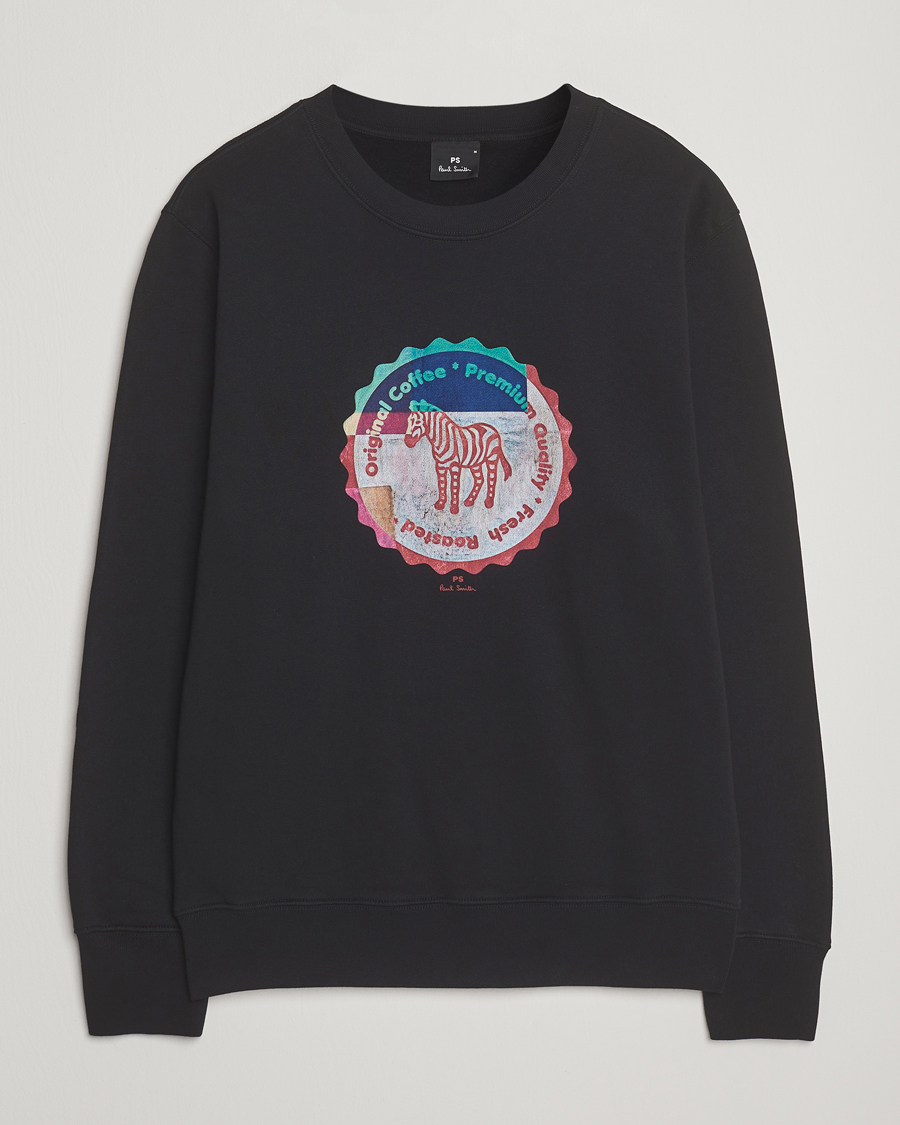 Uomini | Maglieria | PS Paul Smith | Zebra Bottle Top Crew Neck Sweatshirt Black