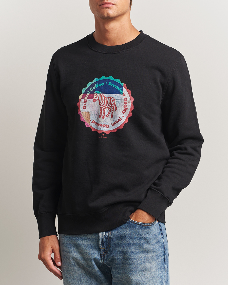 Uomini | Maglieria | PS Paul Smith | Zebra Bottle Top Crew Neck Sweatshirt Black