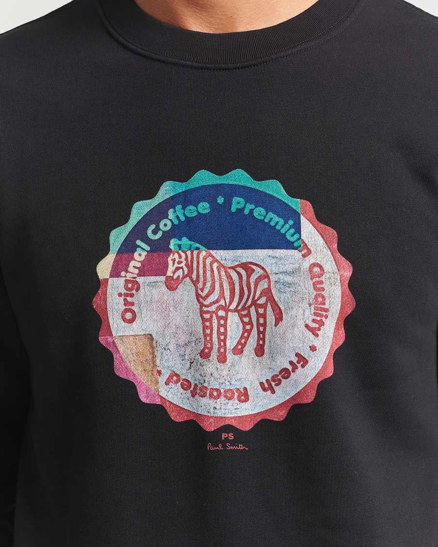 Uomini | Maglieria | PS Paul Smith | Zebra Bottle Top Crew Neck Sweatshirt Black