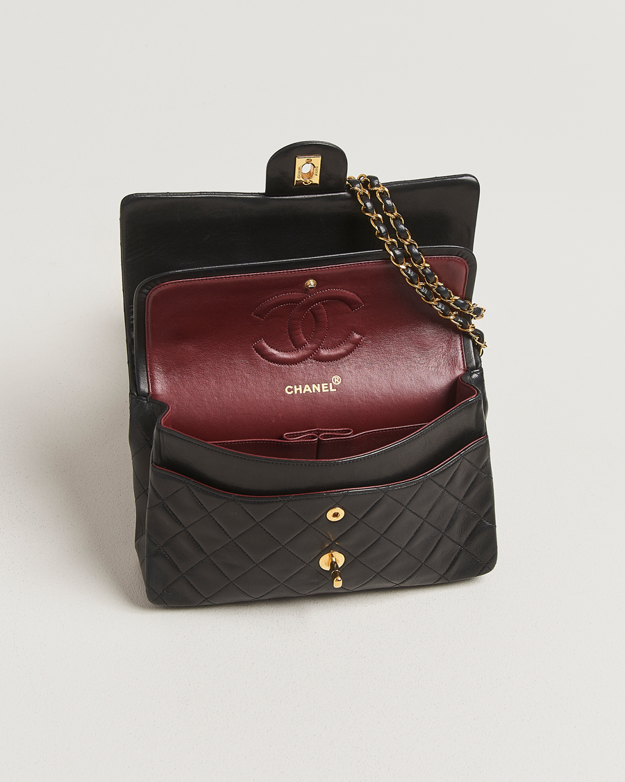 Uomini | Chanel Pre-Owned Classic Double Flap Medium Black | Chanel Pre-Owned | Classic Double Flap Medium Black