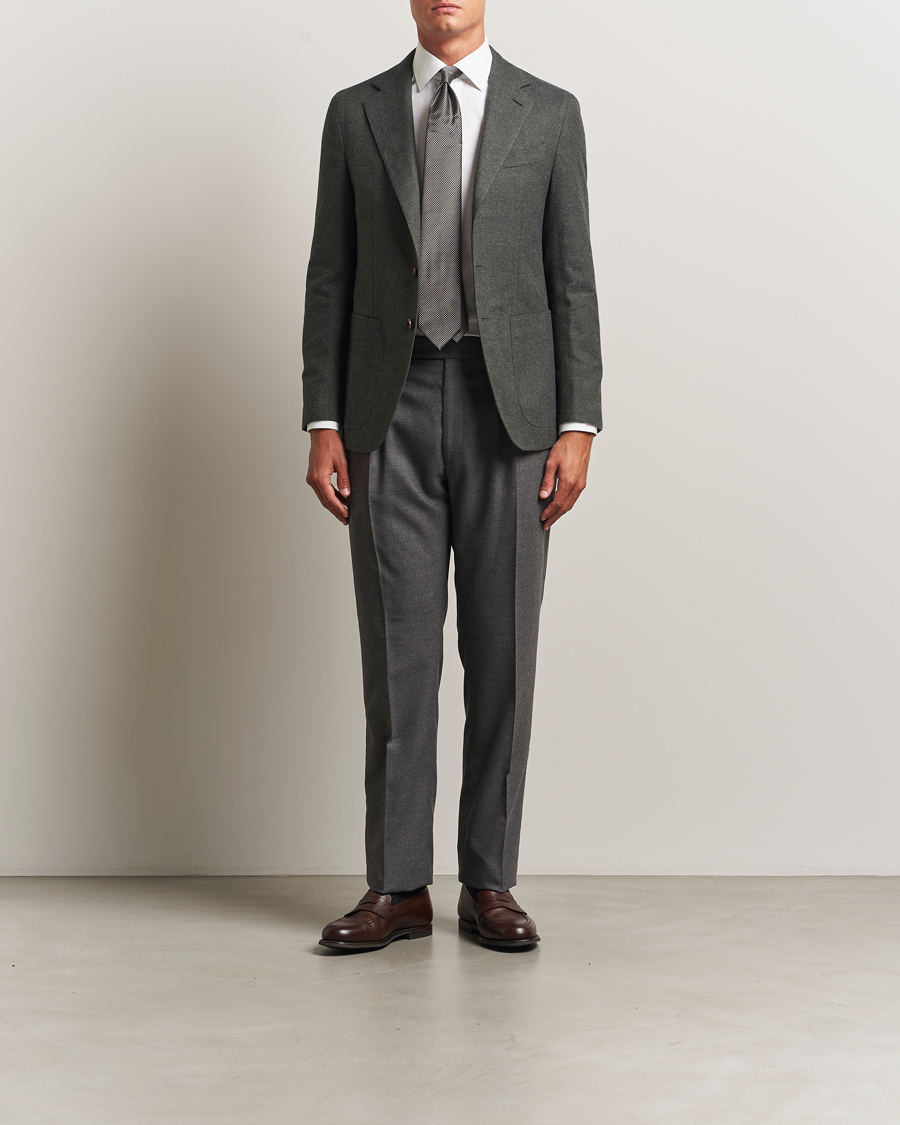 Uomini | Blazers | Caruso | Aida Brushed Cotton Herringbone Blazer