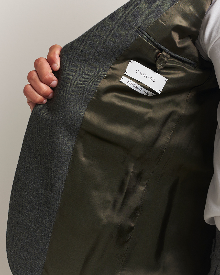 Uomini | Blazers | Caruso | Aida Brushed Cotton Herringbone Blazer