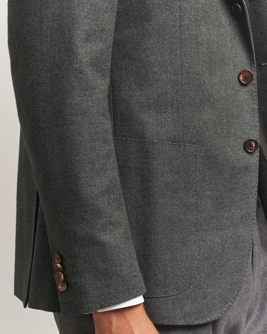 Uomini | Blazers | Caruso | Aida Brushed Cotton Herringbone Blazer