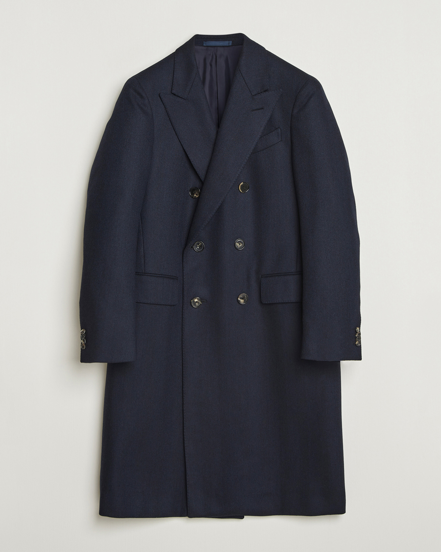 Uomini | Giacche | Caruso | Aida Double Breasted Wool Coat Navy