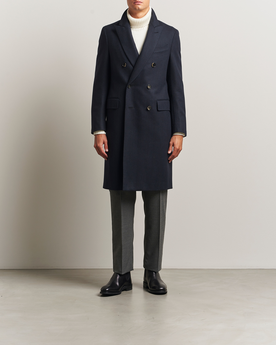 Uomini | Giacche | Caruso | Aida Double Breasted Wool Coat Navy