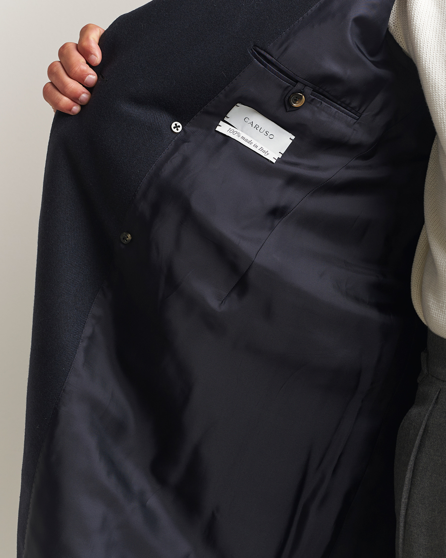 Uomini | Giacche | Caruso | Aida Double Breasted Wool Coat Navy