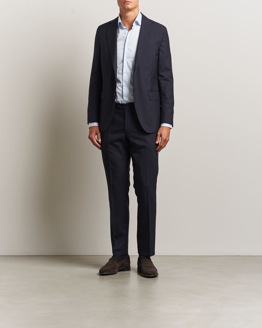 Uomini | Pantaloni | Oscar Jacobson | Dandy Wool Trousers Navy