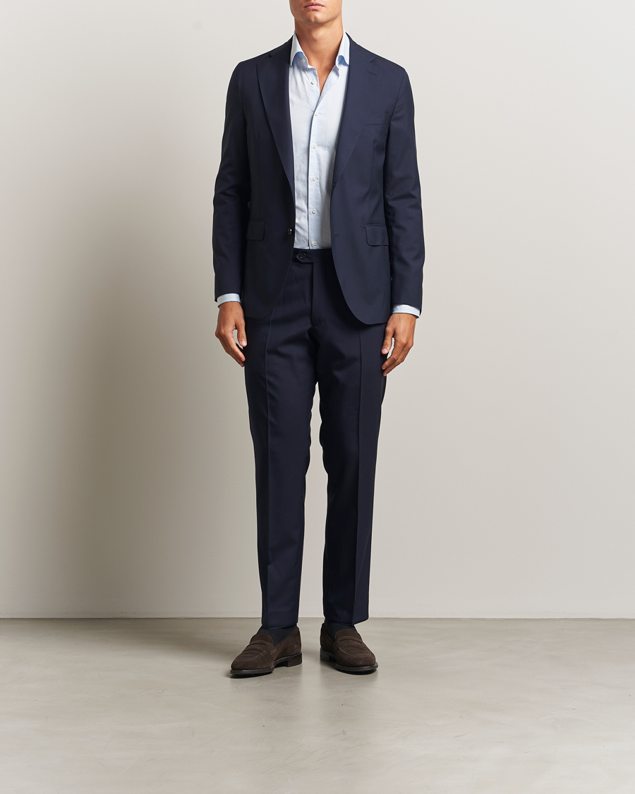 Uomini | Pantaloni | Oscar Jacobson | Dandy Wool Trousers Blue