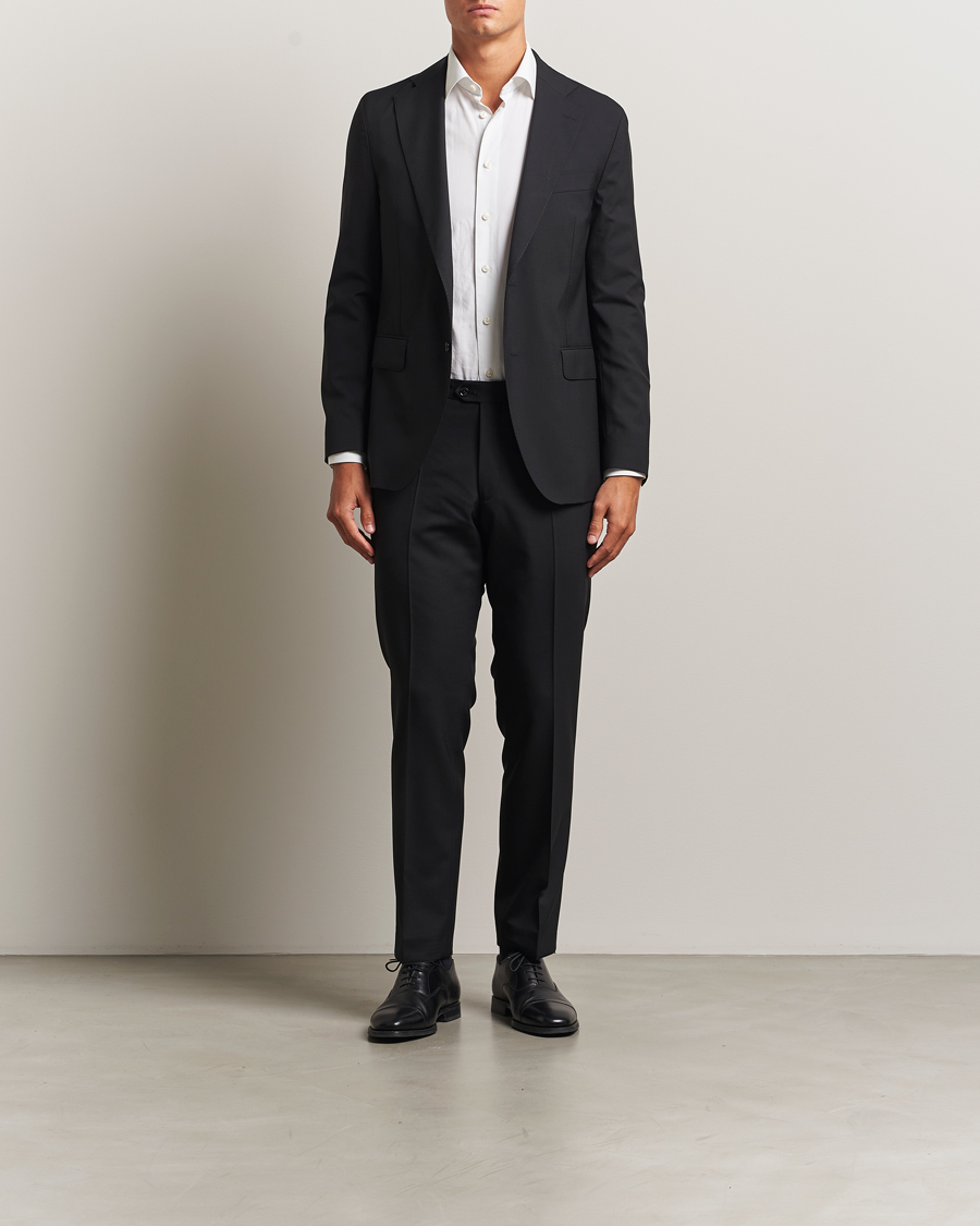 Uomini | Pantaloni | Oscar Jacobson | Dandy Wool Trousers Black