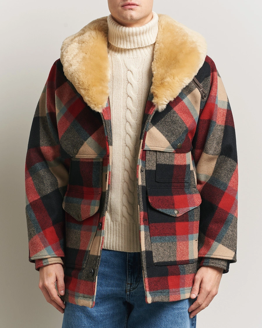Uomini | Giacche | Filson | Wool Lined Packer Coat Red/Cream/Blue Plaid