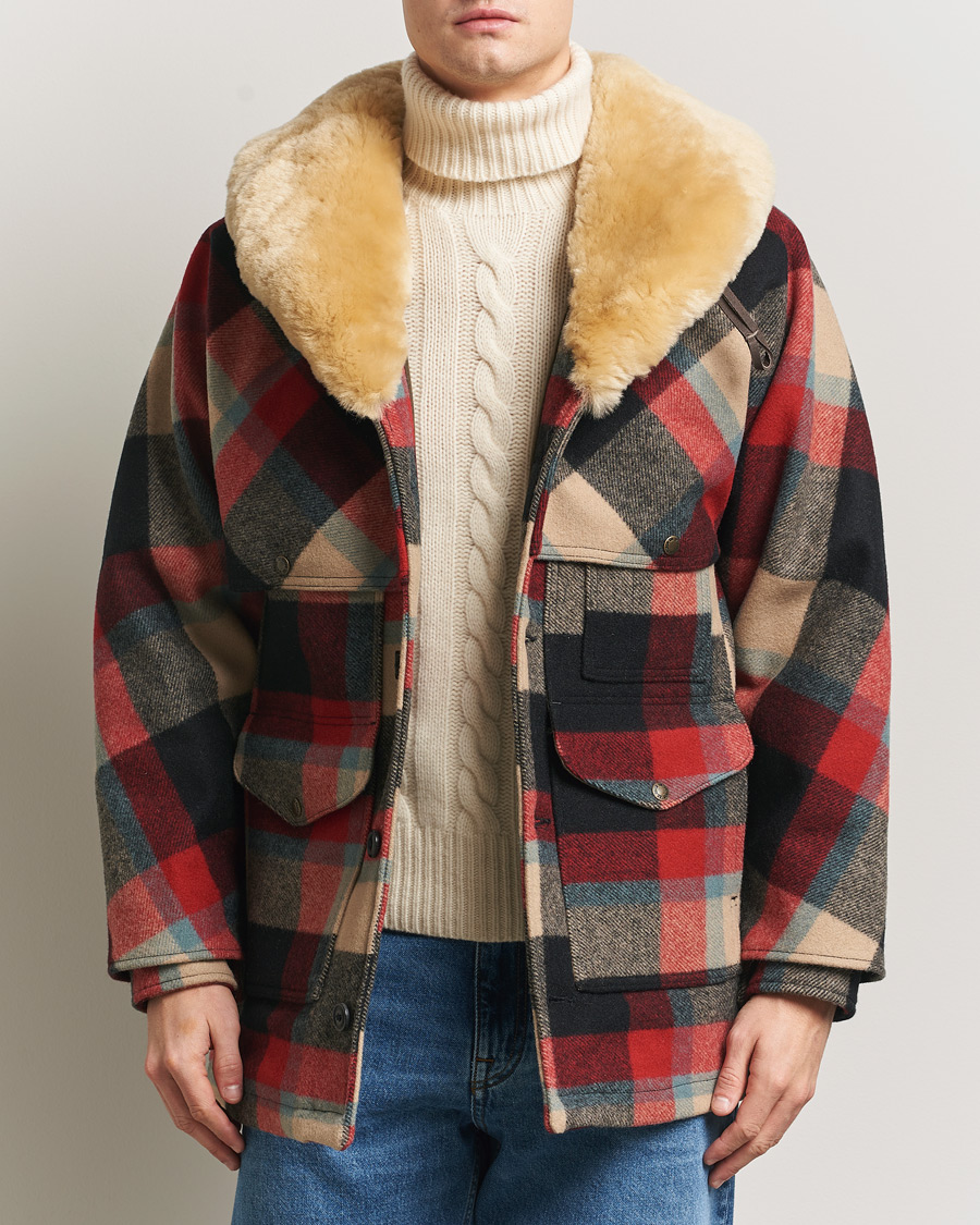 Uomini | Giacche | Filson | Wool Lined Packer Coat Red/Cream/Blue Plaid