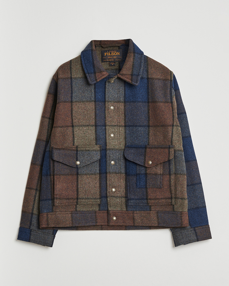 Uomini | Giacche | Filson | Mackinaw Checked Wool Work Jacket Blue/Brown