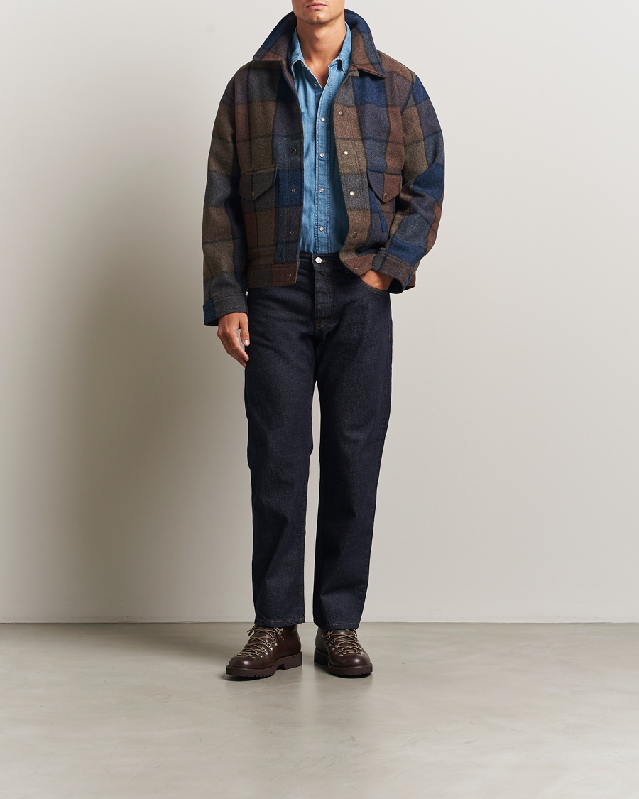 Uomini | Giacche | Filson | Mackinaw Checked Wool Work Jacket Blue/Brown