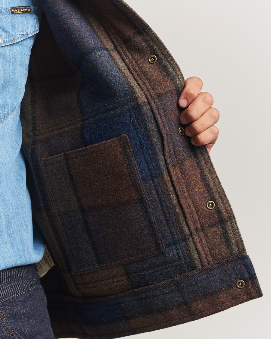 Uomini | Giacche | Filson | Mackinaw Checked Wool Work Jacket Blue/Brown