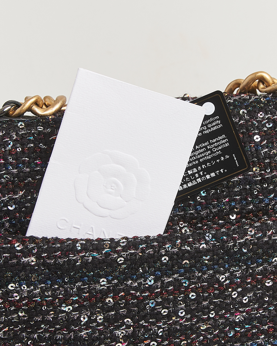 Uomini | Chanel Pre-Owned Chanel 19 Sequins Large Handbag Black | Chanel Pre-Owned | Chanel 19 Sequins Large Handbag Black