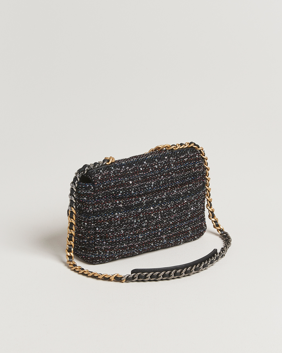Uomini | Chanel Pre-Owned Chanel 19 Sequins Large Handbag Black | Chanel Pre-Owned | Chanel 19 Sequins Large Handbag Black