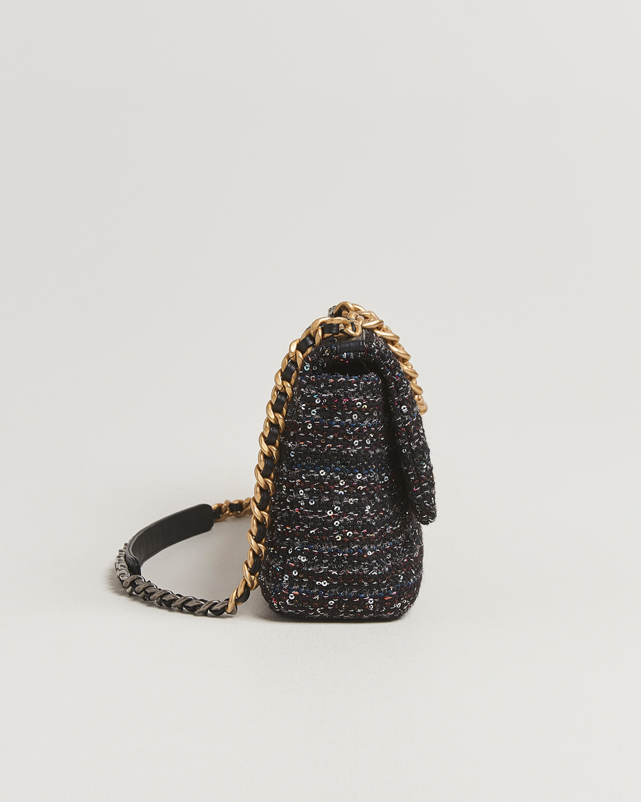 Uomini | Chanel Pre-Owned Chanel 19 Sequins Large Handbag Black | Chanel Pre-Owned | Chanel 19 Sequins Large Handbag Black