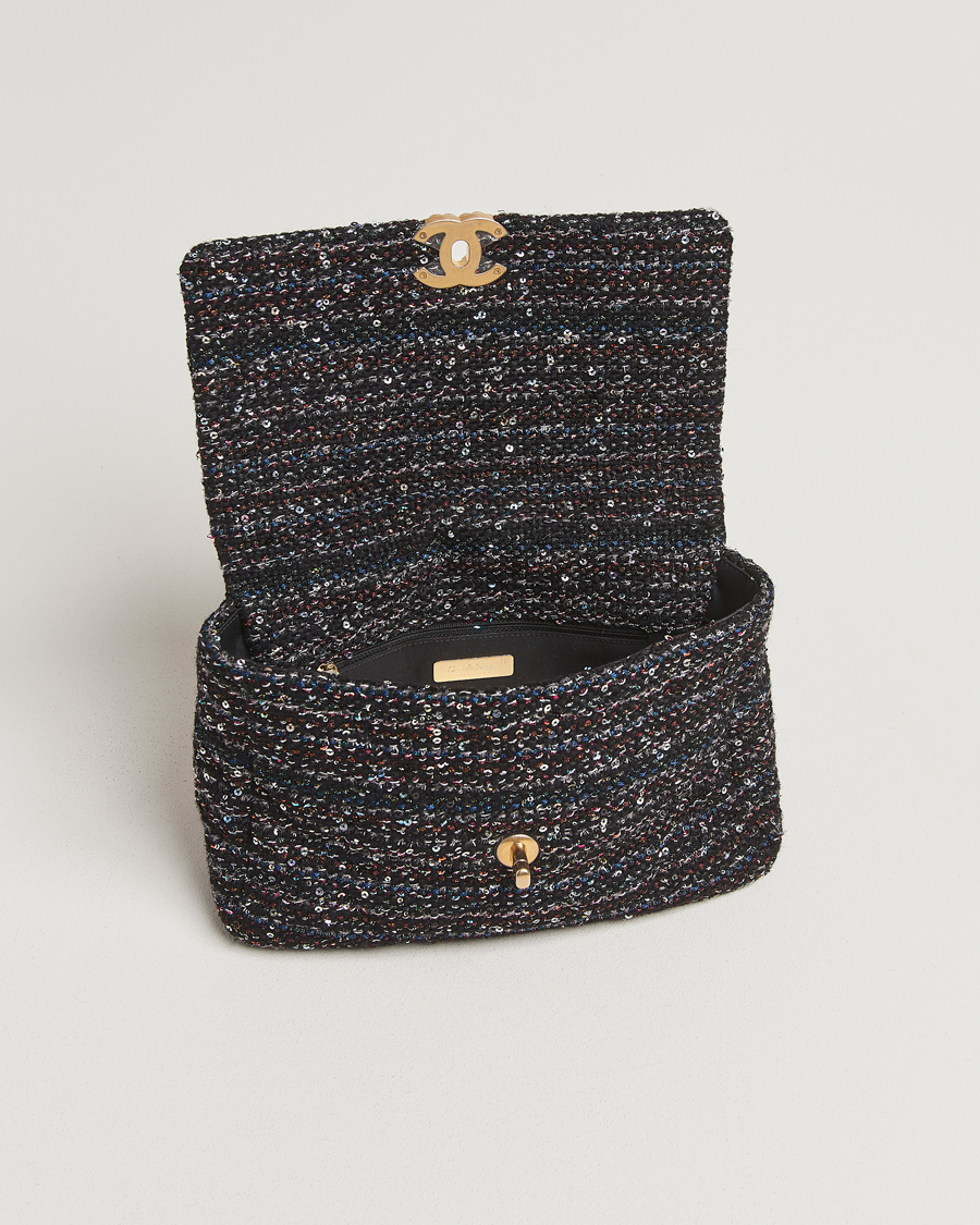 Uomini | Chanel Pre-Owned Chanel 19 Sequins Large Handbag Black | Chanel Pre-Owned | Chanel 19 Sequins Large Handbag Black
