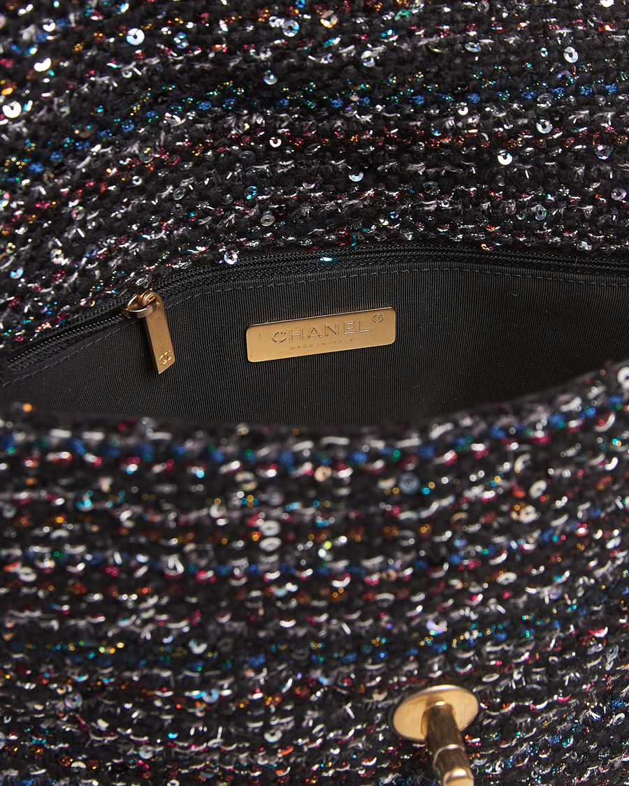 Uomini | Chanel Pre-Owned Chanel 19 Sequins Large Handbag Black | Chanel Pre-Owned | Chanel 19 Sequins Large Handbag Black
