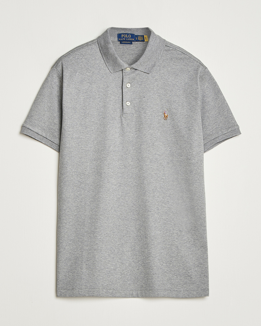 Uomini | Polo | Polo Ralph Lauren | Custom Slim Fit Cotton Polo Steel Heather