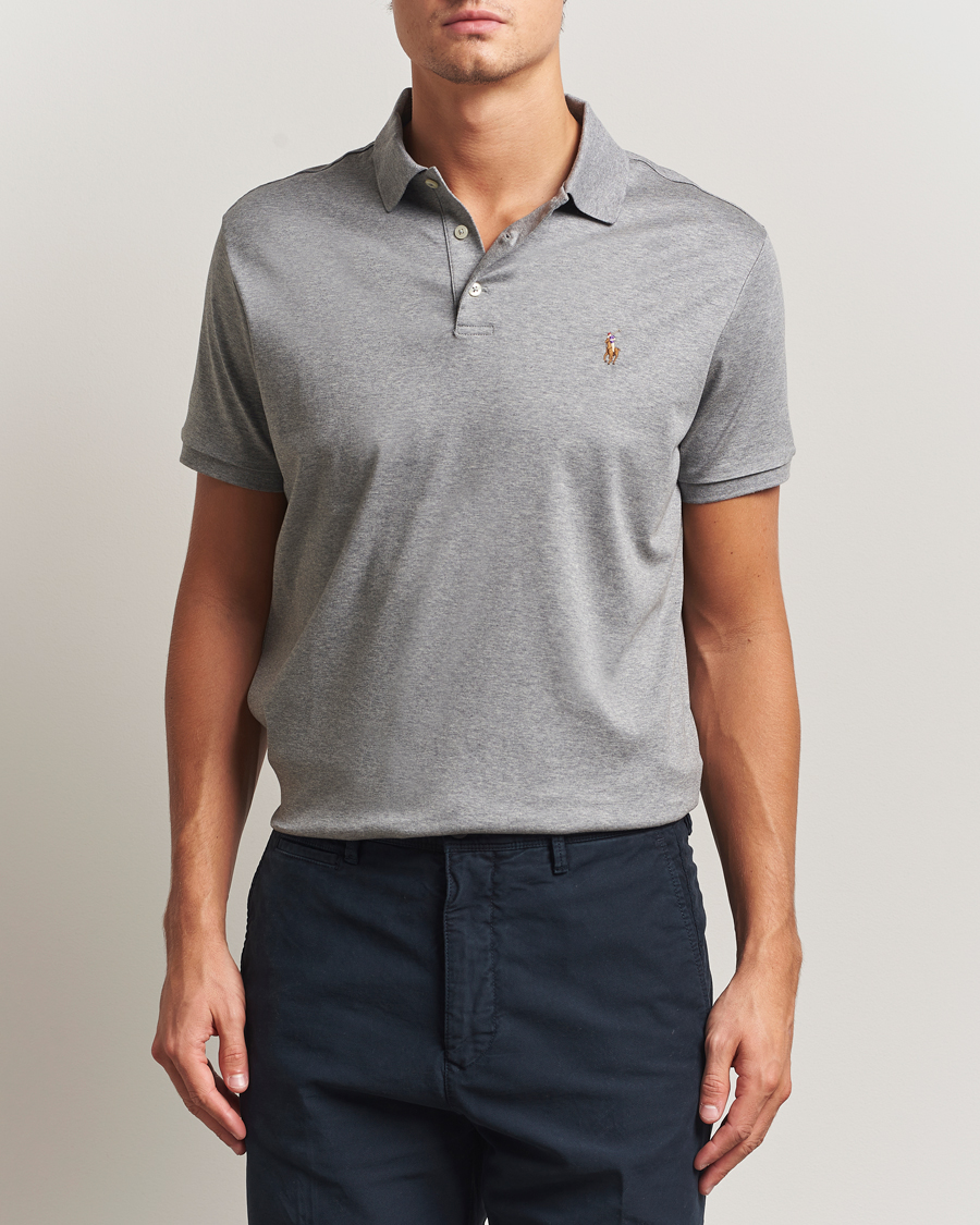 Uomini | Polo | Polo Ralph Lauren | Custom Slim Fit Cotton Polo Steel Heather