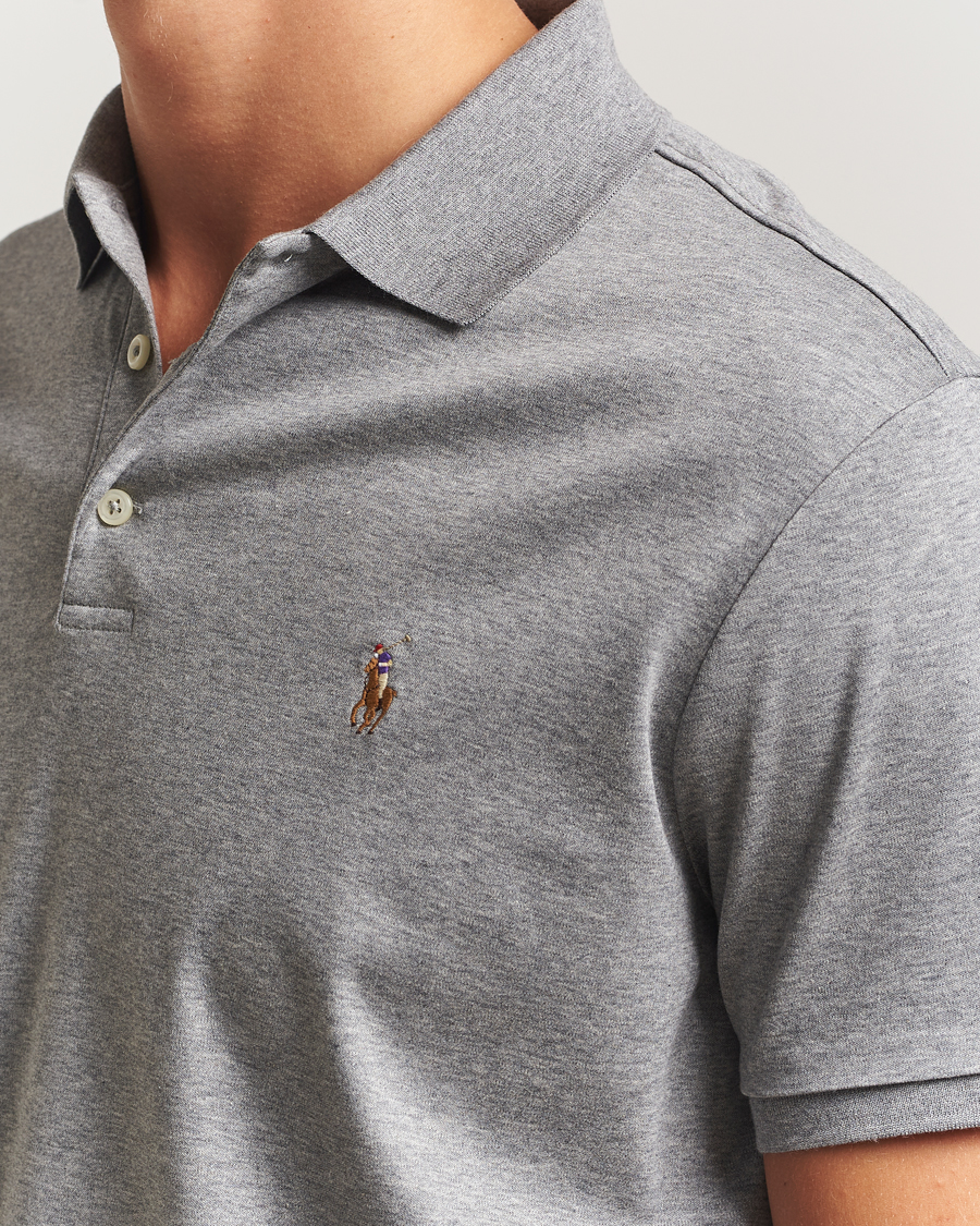 Uomini | Polo | Polo Ralph Lauren | Custom Slim Fit Cotton Polo Steel Heather