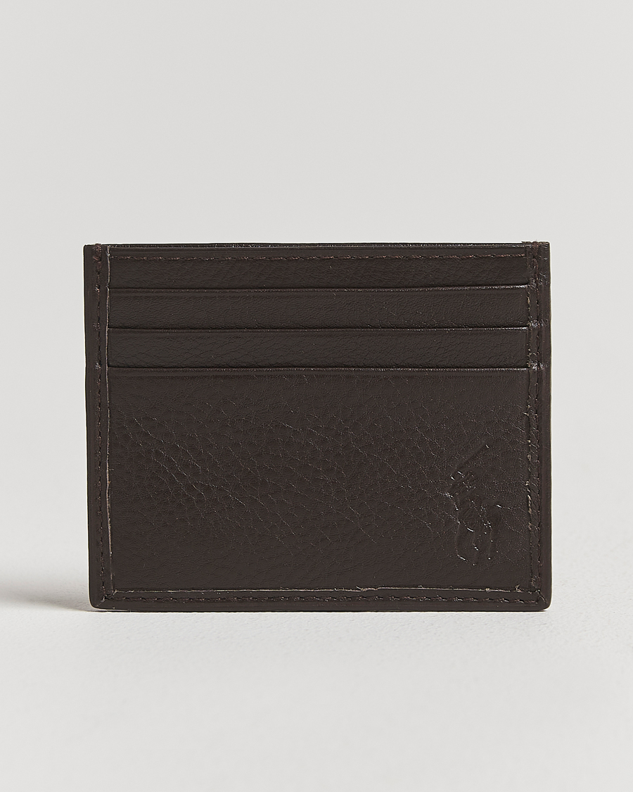 Uomini | Portafogli | Polo Ralph Lauren | Pebbled Leather Credit Card Holder Brown